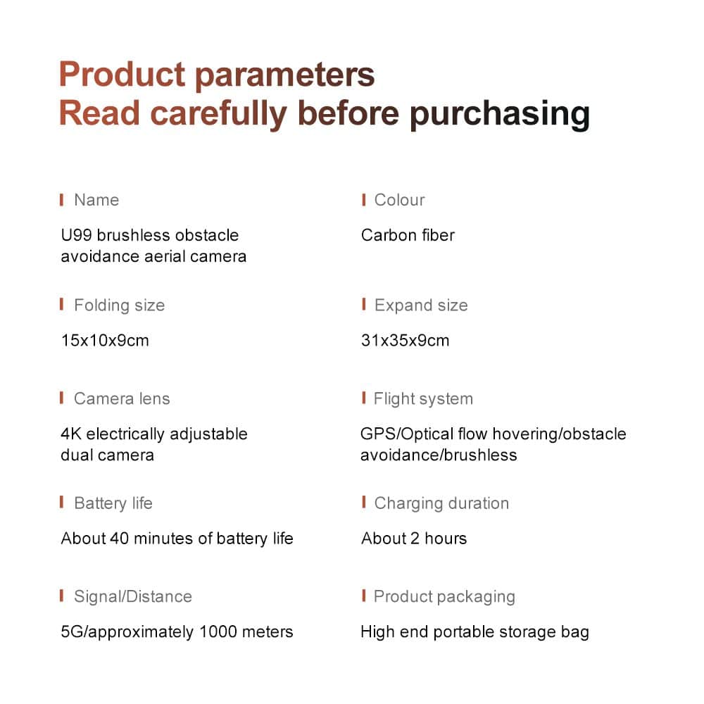 Professional GPS Drone 4K HD Camera UAV U99 - Imagen 15